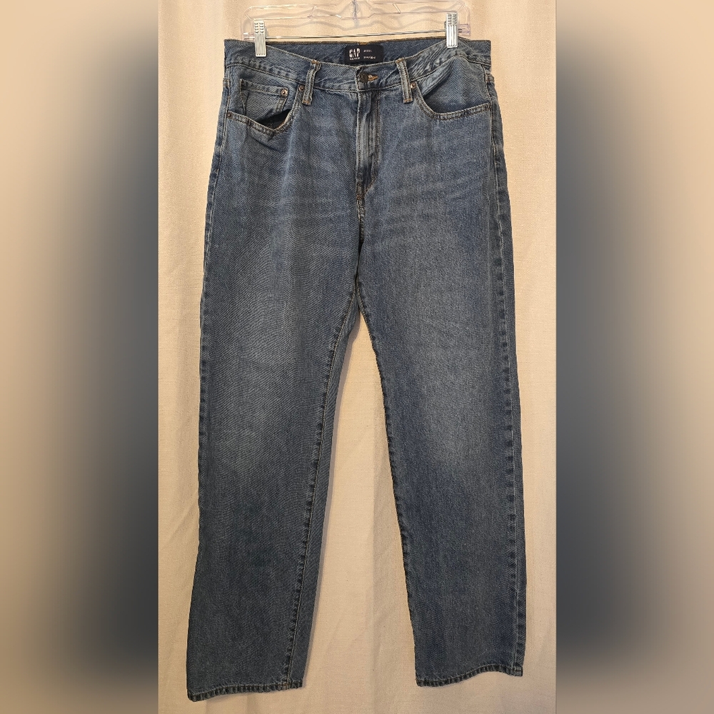 GAP Men's 34x34 Relaxed Straight Jeans in Classic Blue Casual Denim - Picture 2 of 6